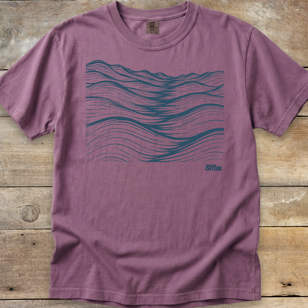 Mountainous Waves Block Print Comfort Colors T-Shirt (Part 1)