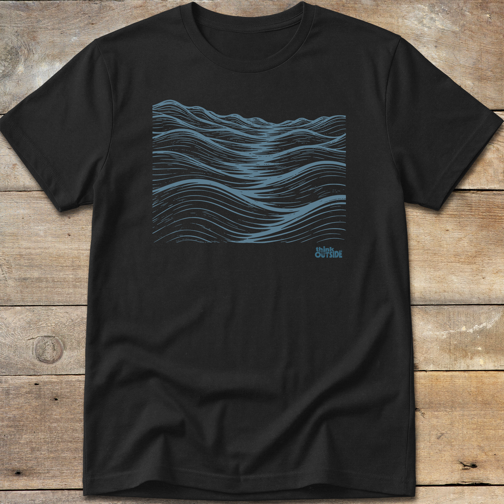 Mountainous Waves Block Print T-Shirt (Part 1)