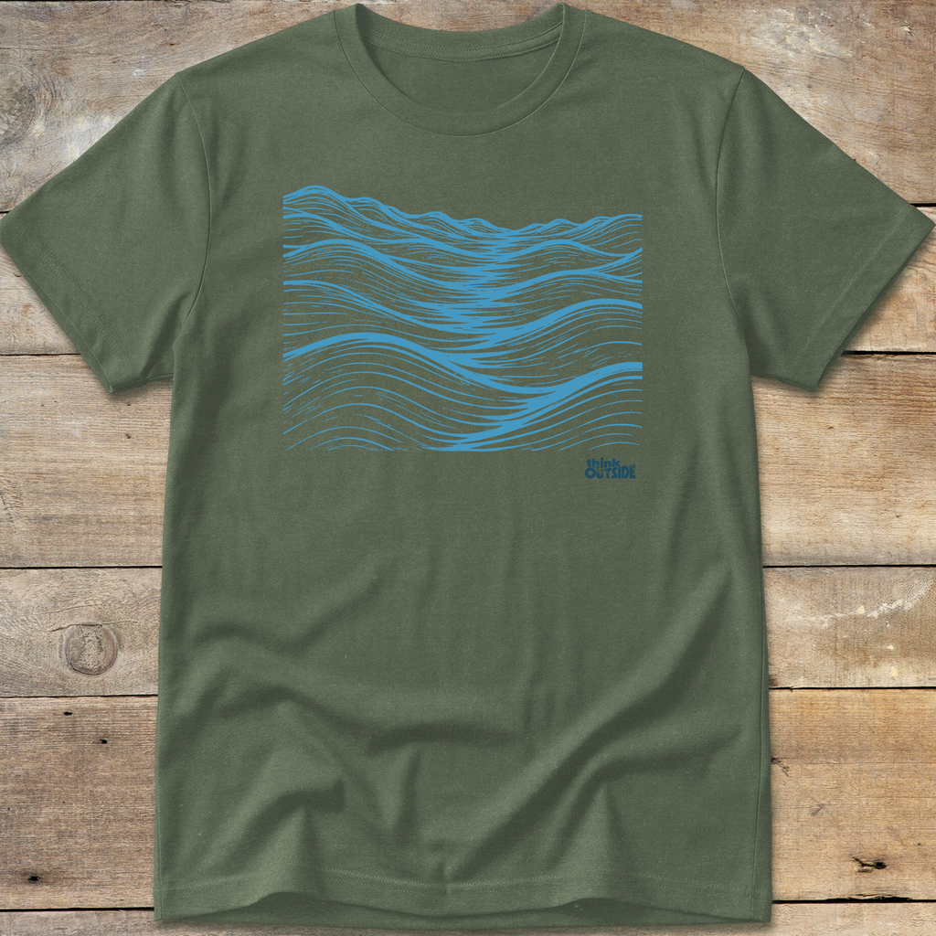 Mountainous Waves Block Print T-Shirt (Part 1)