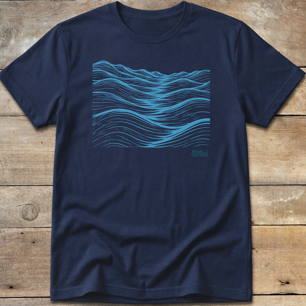 Mountainous Waves Block Print T-Shirt (Part 1)