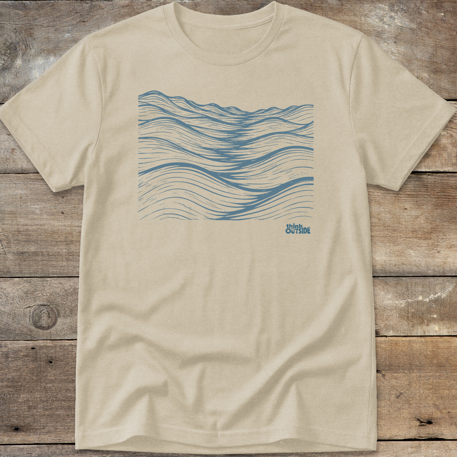 Mountainous Waves Block Print T-Shirt (Part 1)