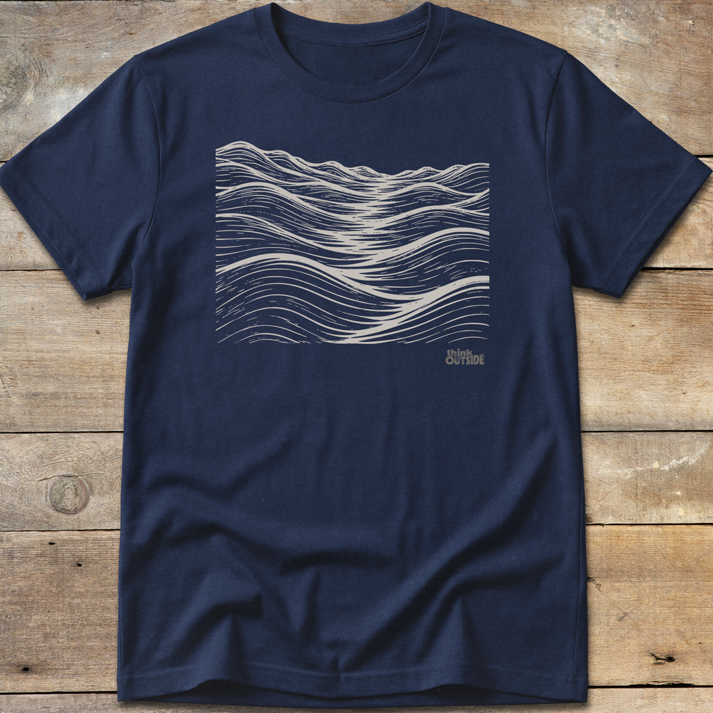 Mountainous Waves Block Print T-Shirt (Part 2)