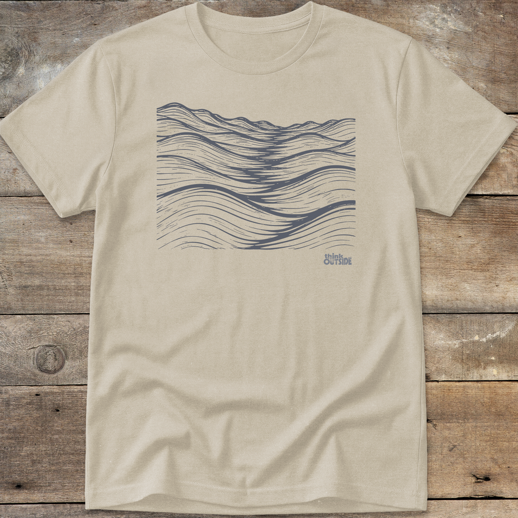 Mountainous Waves Block Print T-Shirt (Part 2)